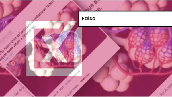 imagem ilustrativa colorida mostra postagem falsa sobre uso de máscaras