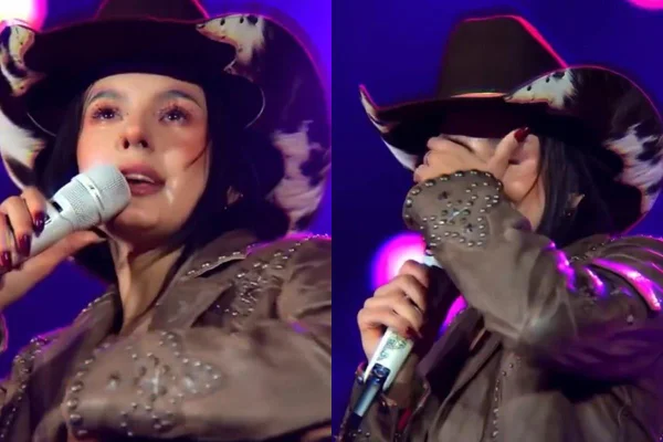 Foto colorida de Ana Castela chorando - Metrópoles