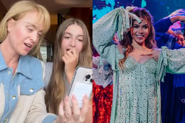 Montagem colorida de Angélica e Eva Huck reagiram a performance de Melody - Metrópoles
