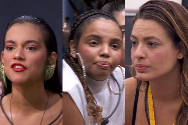 Montagem com fotos coloridas de Alane, Pitel e Bia - Metrópoles