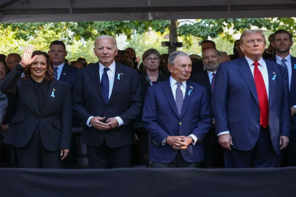 Imagem colorida de Kamlaa Harris, Joe Biden e Donald Trump - Metrópoles