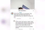 Adolescente de 16 anos excluiu comentários após ser alertada por pessoas sobre ação de pedófilos