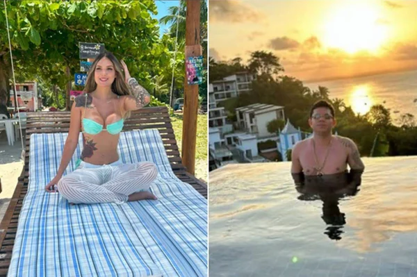 Mulher e homem na praia