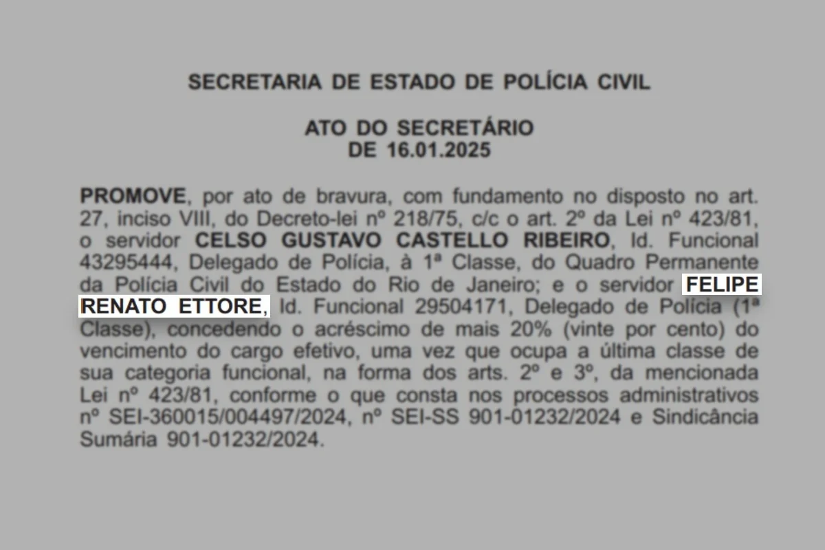 Na farra das promoções, ex-chefe da PCRJ promoveu delegado morto há 12 anos - imagem 1 Na farra das promoções, ex-chefe da PCRJ promoveu delegado morto há 12 anos - imagem 1