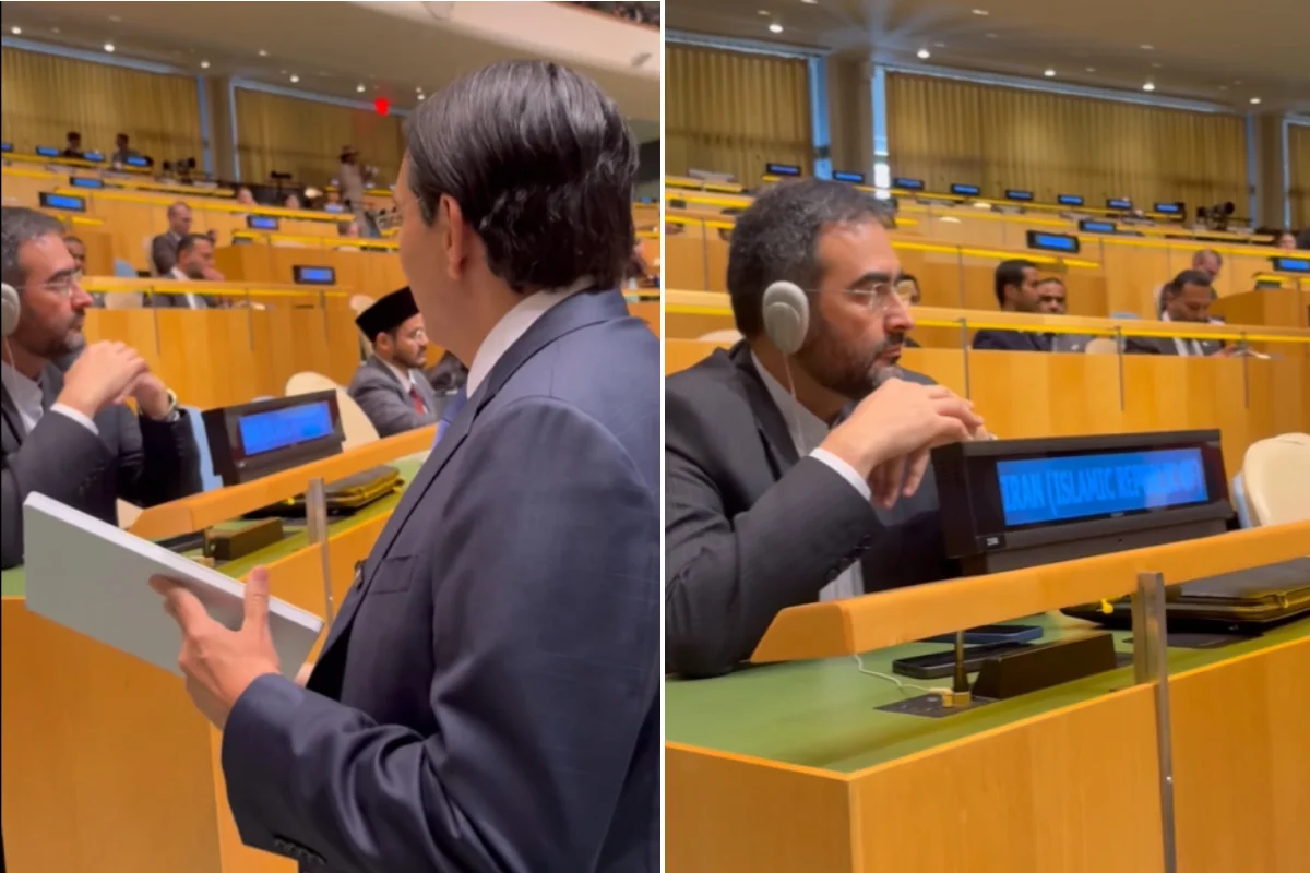 Embaixador de Israel provoca diplomata do Irã na ONU com Starlink; iraniano ignora