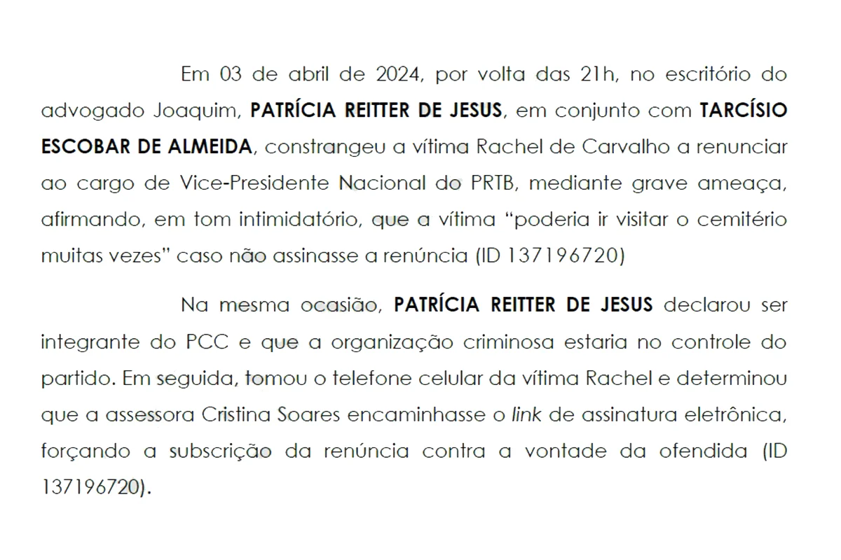Vice de Marçal é réu por associação criminosa e vínculo com PCC - imagem 5 Vice de Marçal é réu por associação criminosa e vínculo com PCC - imagem 5