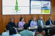 Governadora Celina Leão em coletiva de imprensa Governadora Celina Leão em coletiva de imprensa