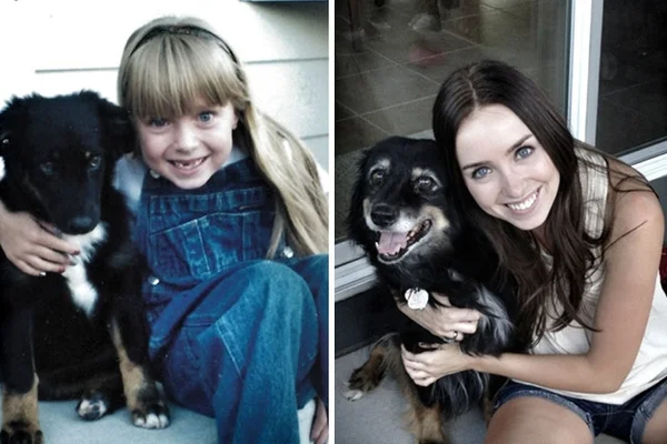 Antes e depois: fotos mostram o envelhecimento de cachorros e donos