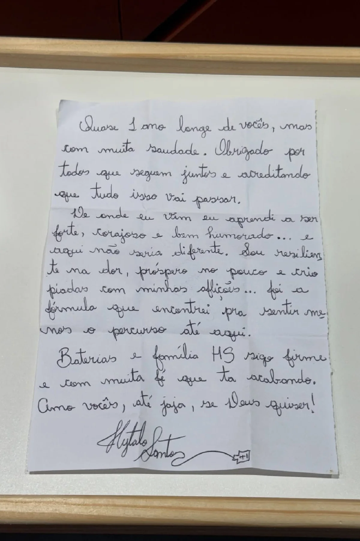 Carta de Hytalo Santos foi divulgada pela mãe do influenciador. Carta de Hytalo Santos foi divulgada pela mãe do influenciador.