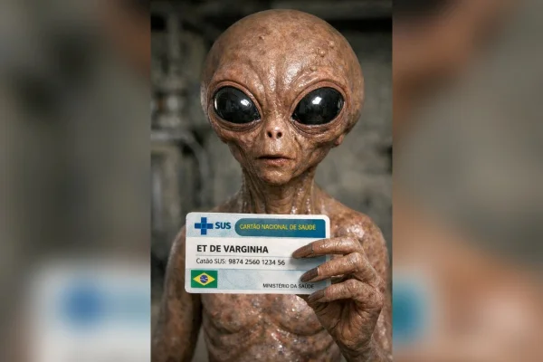 Imagem colorida mostra ET de Varginha usando o SUS - Metrópoles