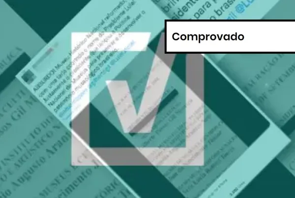 Imagem colorida de postagem verdadeira sobre nome de Lula ter sido coberto por tarja em museu do RJ