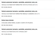 Entre os bens, chamam atenção carros populares declarados por dezenas de milhões de reais Entre os bens, chamam atenção carros populares declarados por dezenas de milhões de reais