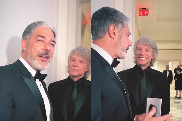 William Bonner e Jon Bon Jovi em evento nos Estados Unidos