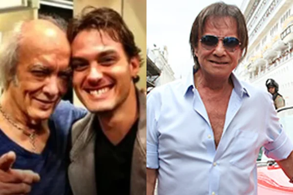 Roberto Carlos e Léo Esteves, ex-empresário do artista e filho de Erasmo Carlos