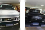 À esquerda, o BYD Shark estimado em R$ 345 mil. Já à direita, o Mitsubishi Triton Sport, com valor de R$ 265 mil