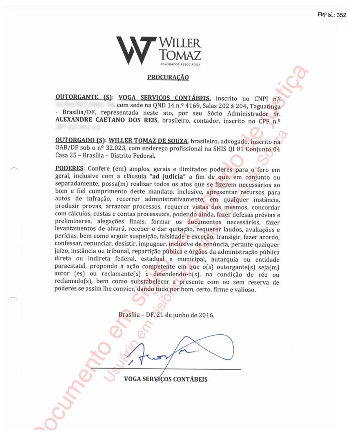 Procuração Voga para Willer Tomaz Procuração Voga para Willer Tomaz