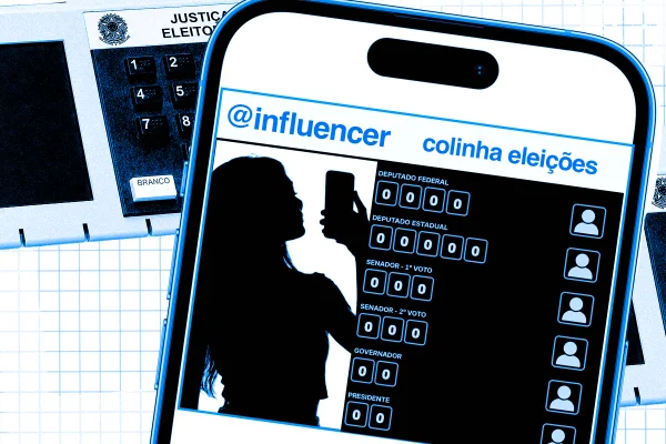 Arte reproduzindo a colinha eleitoral em um celular - Metrópoles