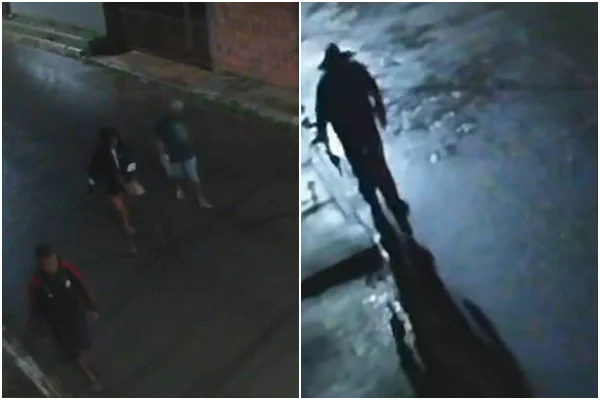 Câmeras mostram encapuzado armado antes de invadir casa e matar trio