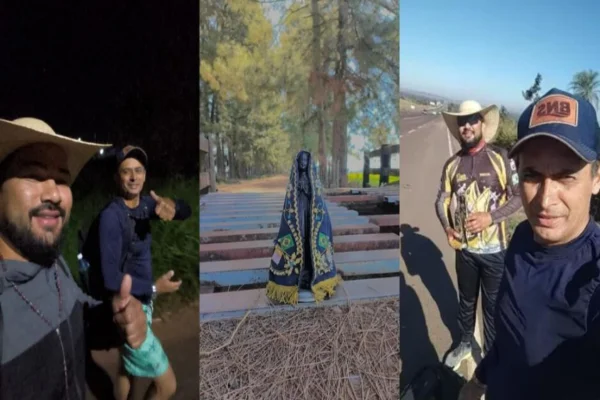 Imagem colorida, Amigos andam 130 km a pé para pagar promessa a Nossa Senhora Aparecida- Metrópoles