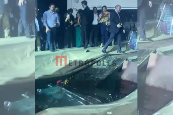 Piso quebra e advogados caem na piscina em show de Cesar Menotti no DF