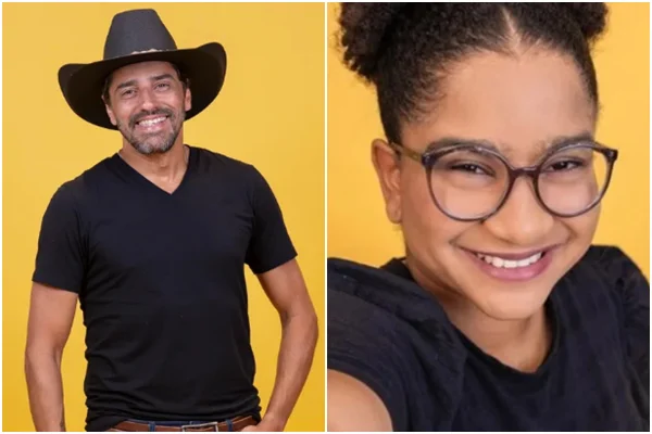 Montagem com foto de Alberto Cowboy e Milena
