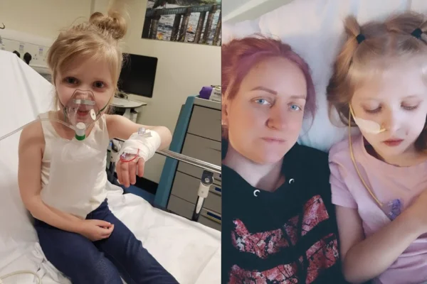 Foto colorida de Christina Condon e sua filha Faye - Metrópoles