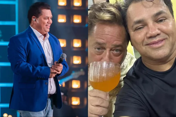 Montagem com foto de Leonardo e do irmão Alessandro