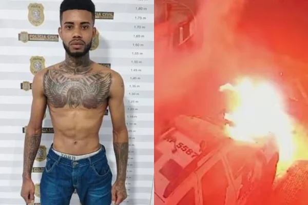 Imagem colorida, Homem que dançou antes de atear fogo e explodir viatura da PM é preso no ES - Metrópoles