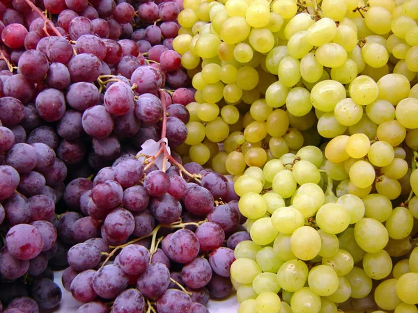 Foto colorida uvas roxas e verdes