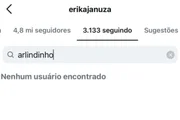 Erika Januza deixou de seguir Arlindinho nas redes sociais