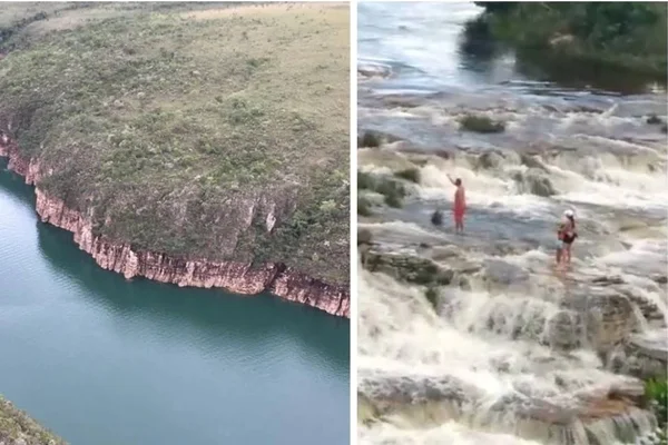 Imagens mostram banhistas ilhados em Minas Gerais