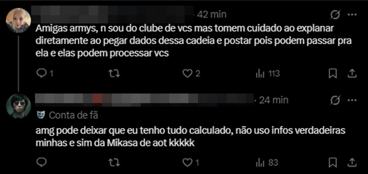 Fãs do BTS promovem série de ações contra Pietra Bertolazzi nas redes - imagem 3 Fãs do BTS promovem série de ações contra Pietra Bertolazzi nas redes - imagem 3