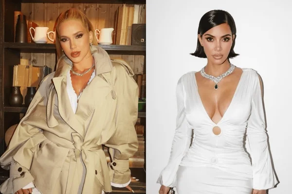 foto com cor. montagem de fotos de virginia e kim kardashian - metrópoles