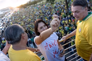 Michelle Bolsonaro durante ato pela anistia