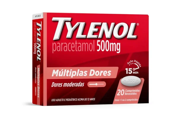 Imagem de uma caixa de Tylenol, paracetamol. Metrópoles