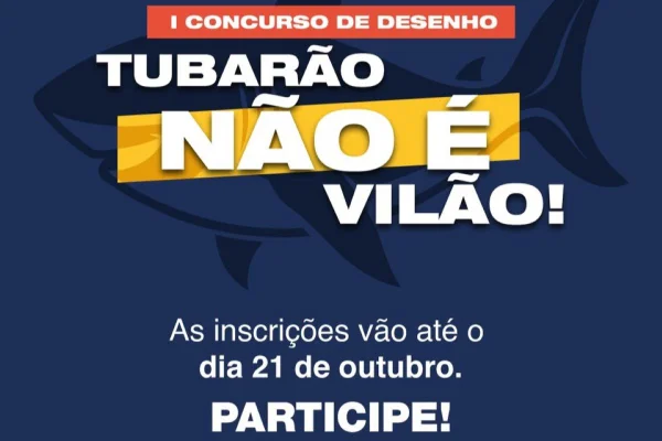 Imagem colorida de anúncio da Secretaria de Meio Ambiente e Sustentabilidade de Pernambuco sobre tubarão - Metrópoles