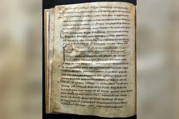 Imagem mostra uma página do Evangelho de York, livro com mais de mil anos - Metrópoles