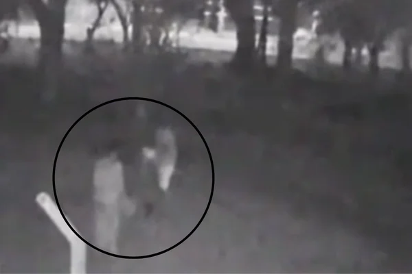 Imagem em preto e branco de um casal agredindo um homem - Metrópoles