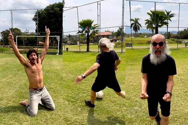 Guito e Osmar Prado acertam chutes impressionantes em desafio de futebol