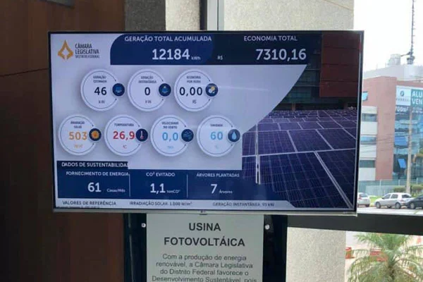 Painel da usina fotovoltaica da CLDF