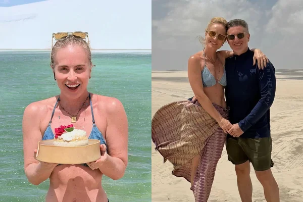 Imagem colorida de Angélica celebrando os 52 anos nos Lençóis Maranhenses ao lado de Luciano Huck - Metrópoles