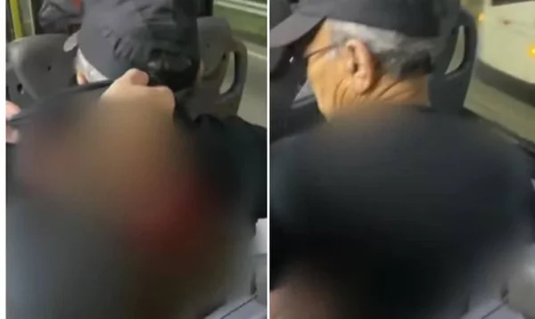 imagem colorida homem baleado em onibus tiroteio
