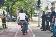 Ciclistas na Ciclovia da Faria Lima Ciclistas na Ciclovia da Faria Lima