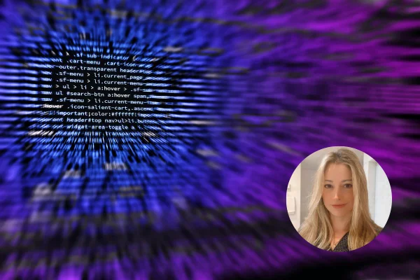 Fundo de tela com base de dados exibidos nas cores azul, preto e roxo - Metrópoles