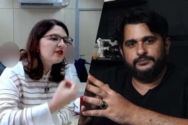 mulher de óculos ao lado de homem de barba