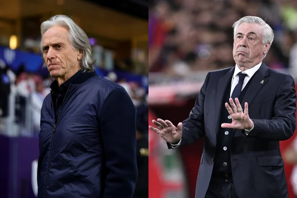 Foto colorida de Jorge Jesus e Carlo Ancelotti - Metrópoles