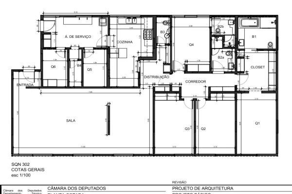 Planta de um dos apartamentos funcionais da Câmara