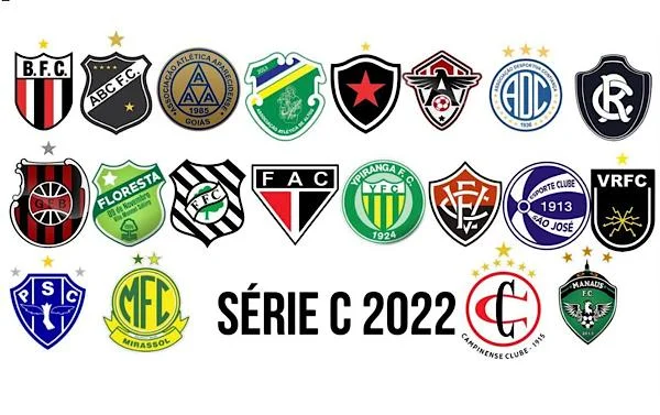 Pôster da Série C do Campeonato Brasileiro com os escudos dos 20 times que competirão à taça em 2022 - Metrópoles