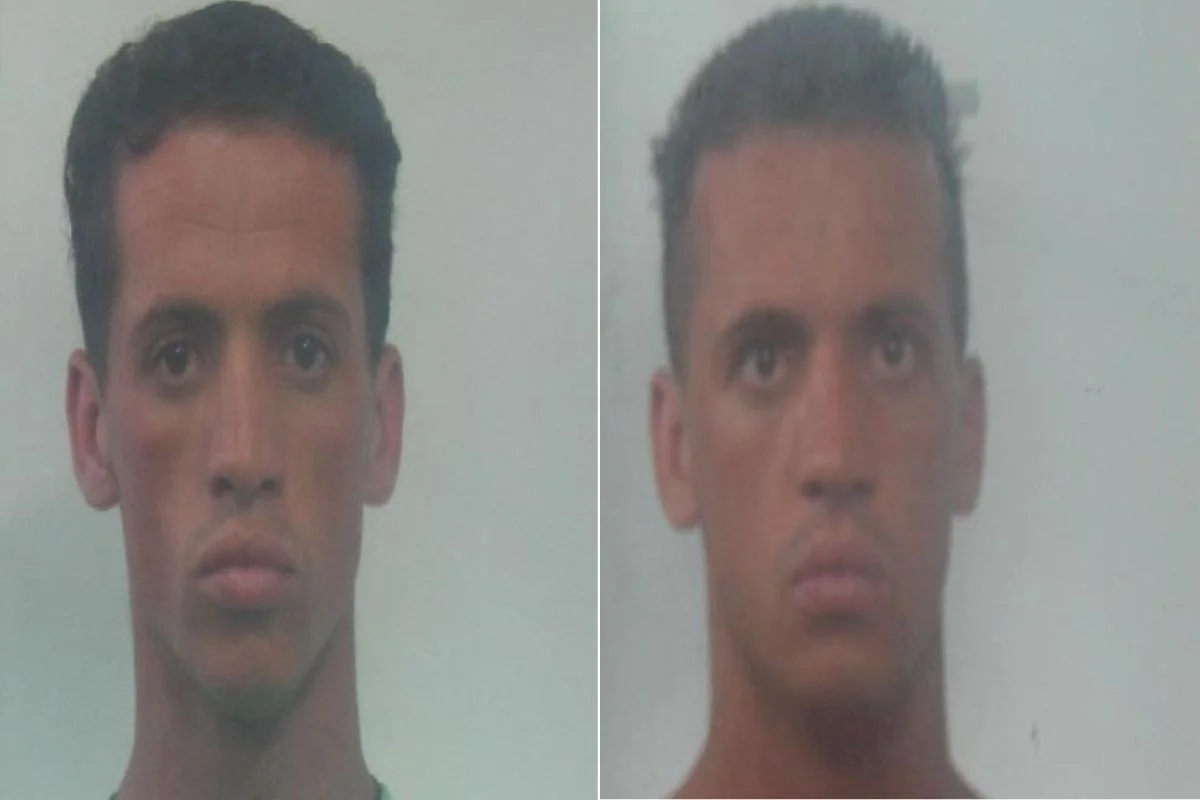 Montagem colorida com fotos de homem preso por suspeita de violência doméstica e lesão corporal contra a companheira, em São Paulo.