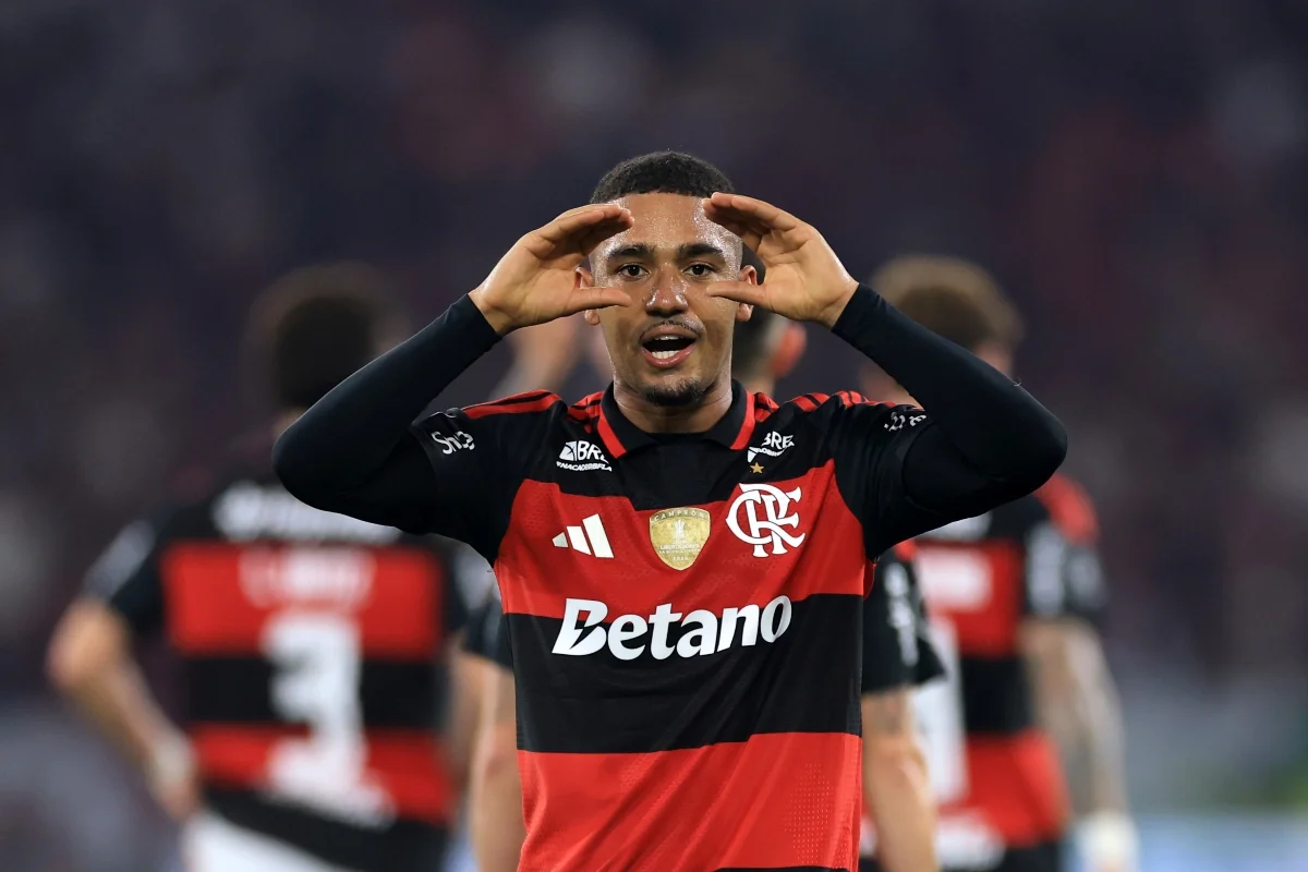 Samuel Lino comemora gol do Flamengo Samuel Lino comemora gol do Flamengo